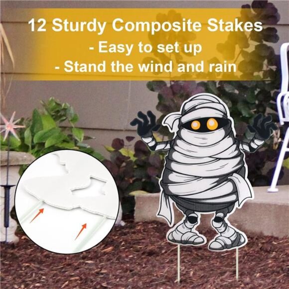 3PCS Yard Signs for Halloween Props Yard Stakes Pumpkin Ghost Monster Yard Sign - Picture 5 of 7